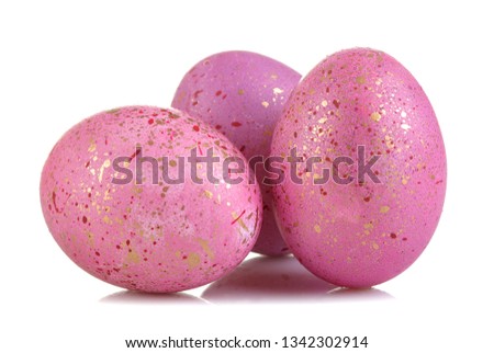 Easter. Pink easter eggs on white isolated background. close-up. Happy easter. holidays