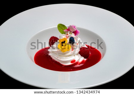 Lemon Meringue, Greek Yoghurt Ice Cream and Raspberry Coulis
