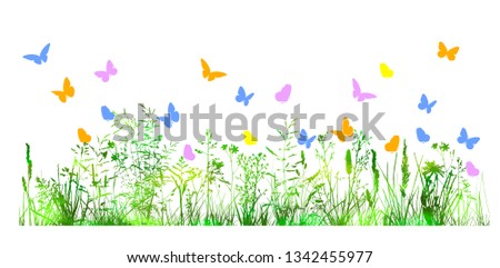 Painted grass with butterflies