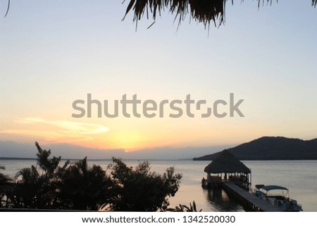 Guatemalan Lake Petén Itzá Sun Set