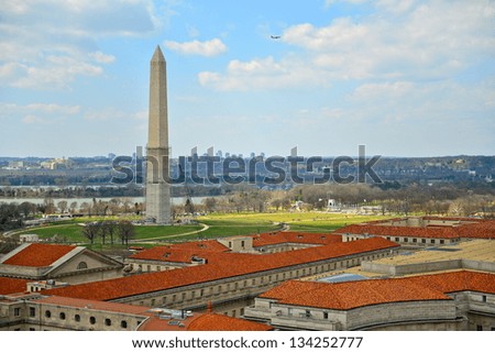 Aerial view on Washington Monument, Washington DC, United States
