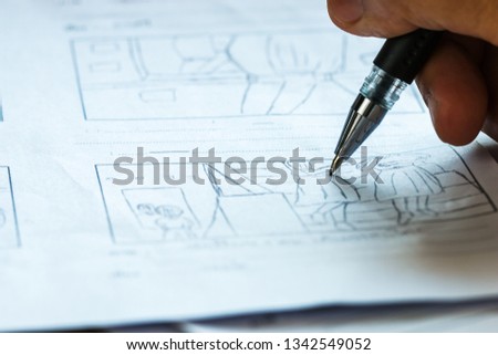 Production for Movie Storyboard drawing for movies process pre-production media films script for video editors, development cartoon illustration animation for production shooting