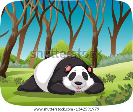 Panda in forest scene illustration