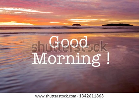 Good morning! Image
The words good morning with sunrise background