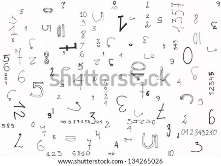 Hand painted numbers on a white background
