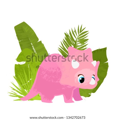 Funny Cartoon dinosaur. Vector illustration, poster, card, print