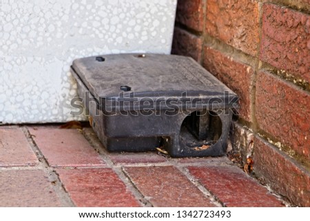 A black plastic rat trap. Pest control concept image. 