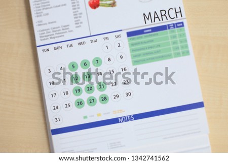 Close-up of March from Calendar 