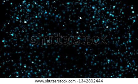 Thousands of confetti fired on air during a festival at night. Image ideal for backgrounds and overlays.