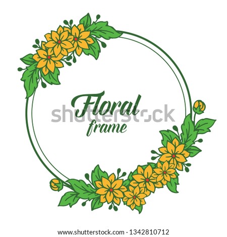 Vector illustration shape orange floral frame for greeting card hand drawn
