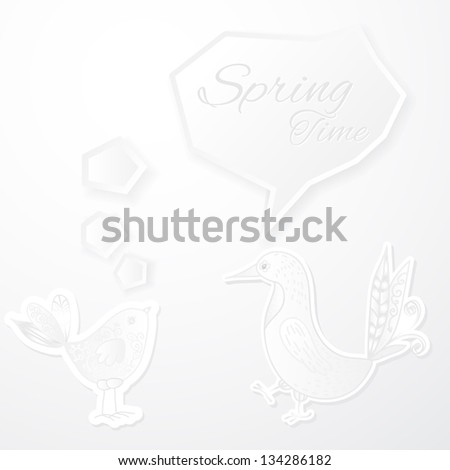 White birds with bubble on white background. vector illustration