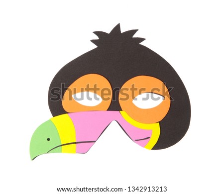 Crow animal carnival mask isolated on white background