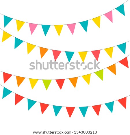 Blank banner, bunting or swag templates for scrapbooking parties, spring, Easter, birthday Royalty-Free Stock Photo #1343003213