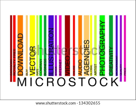 MICROSTOCK  word concept in barcode with supporting words, modern, concept, vector