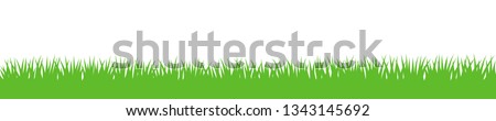 Grass banner, simple flat design, seamless repeating pattern isolated on white background