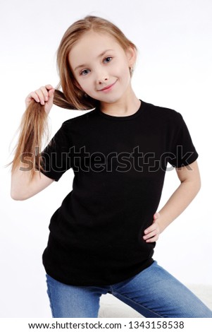 Portrait of beautiful little girl happy smiling on studio. Isolated white background