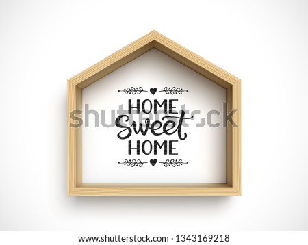Wooden house frame on white background. Real estate symbol