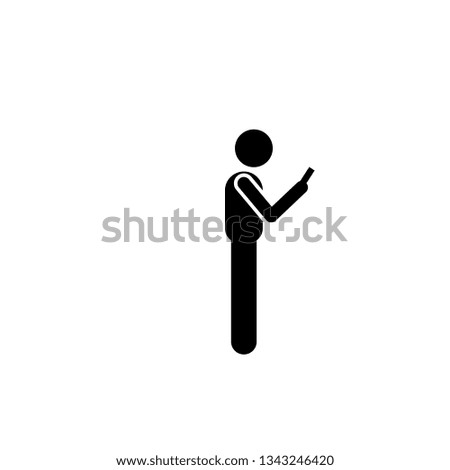 Man, standing, use phone icon. Element of human use phone. Premium quality graphic design icon. Signs and symbols collection icon for websites, web design, mobile app
