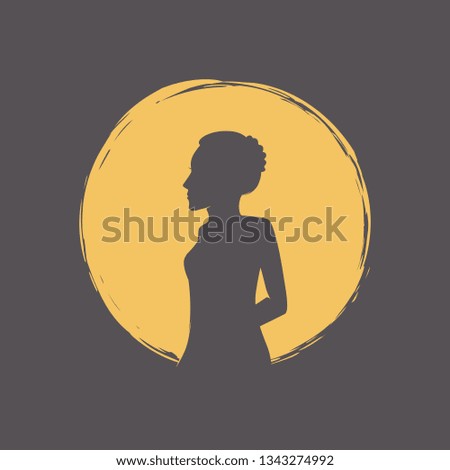 Woman silhouette vector equipment for print, background, cover and more