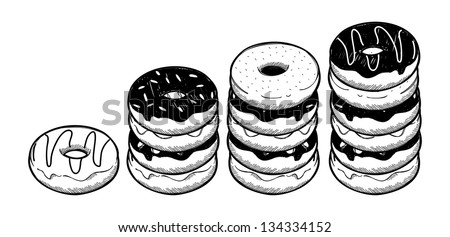 Stack of dough nut isolated on white background