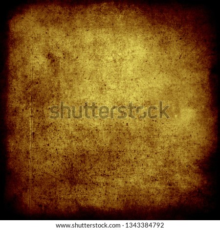 Grunge scratched old paper background, obsolete scary texture with black frame and space for your text or picture