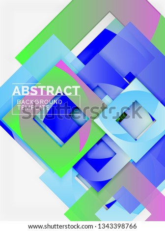 Geometric minimal abstract background with multicolored squares composition, vector