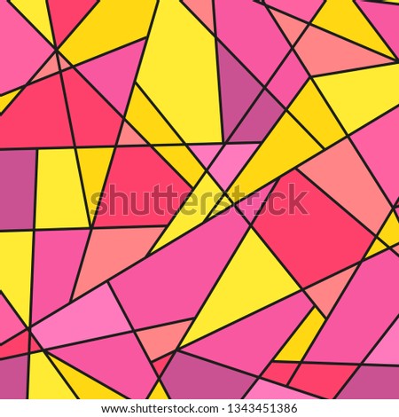 Colorful stained-glass window. Square geometric pattern on isolation background. Print for textiles, banners and posters. Decorative style. Universal texture
