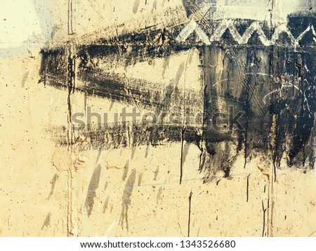Rough paint dripping, spray paint artwork. Abstract background oil paint painting style. Damage to walls with many colors. Rough concrete surface with cracks, scratches and paint stains
