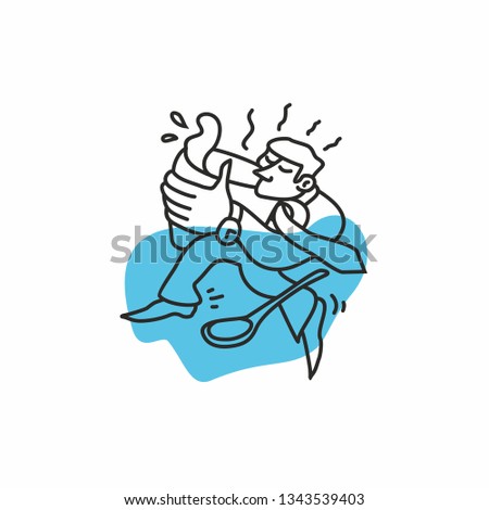 sleepy office worker on monday morning with coffee cup abstract vector illustration