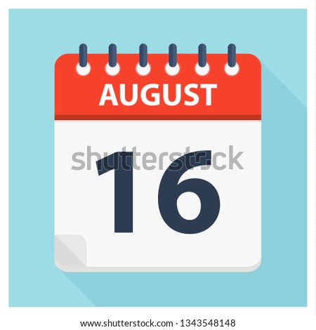 August 16 -  Calendar Icon - Calendar design template - Business vector illustration.