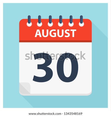 August 30 -  Calendar Icon - Calendar design template - Business vector illustration.