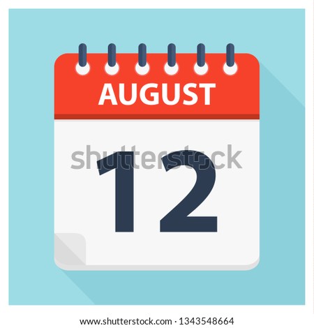 August 12 -  Calendar Icon - Calendar design template - Business vector illustration.