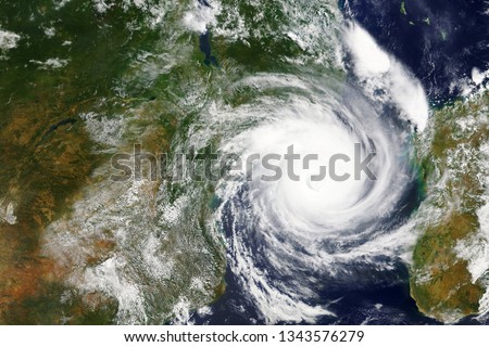 Cyclone Idai heading towards Mozambique and Zimbabwe in 2019 - Elements of this image furnished by NASA Royalty-Free Stock Photo #1343576279