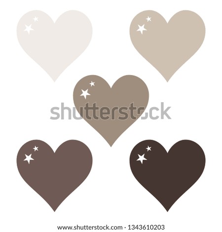 Brown set, hearts clip art, vector illustration