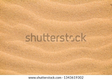 Beautiful Nature Sandy Background. Abstract pattern of sea sand. Wave of sand on sea coast formed by wind. Sand texture Close up. Wallpaper With Copy Space for design