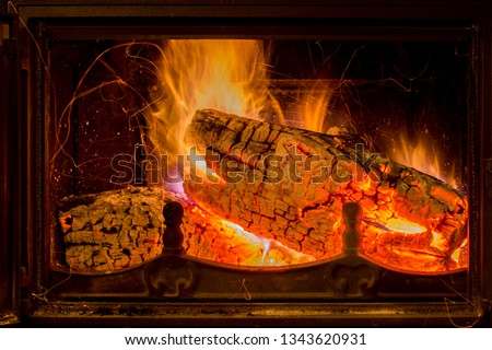 vibrant fire from a wood stove