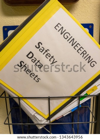 Safety Data Sheets Engineering Binder. Royalty-Free Stock Photo #1343643956