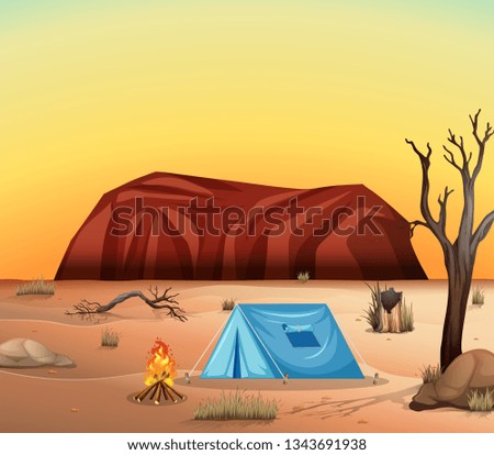 Camping in the desert illustration