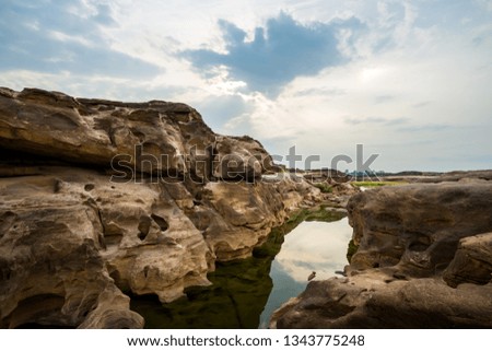 Amazing of rocks, Natural of rock canyon in mekhong river in summer, Three thousand hole, Ubon Ratchathani province, North east Thailand