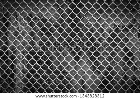 Old Steel grating texture background,Metal grid seamless pattern. black and white