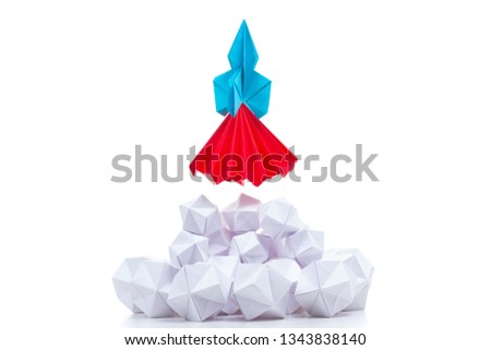 Origami launch background business concept fly paper,  up.