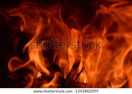 Fire and flames in the fireplace, Costa Blanca, Spain