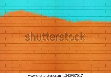 Blue Orange green color brick wall texture for graphic background images