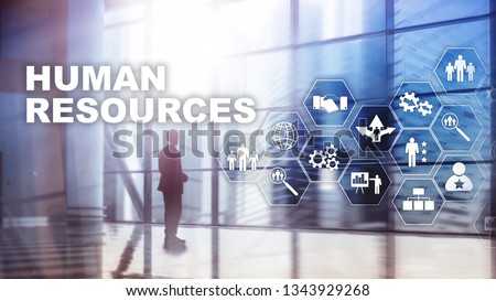 Human Resources HR management concept. Human resources pool, customer care and employees. Royalty-Free Stock Photo #1343929268