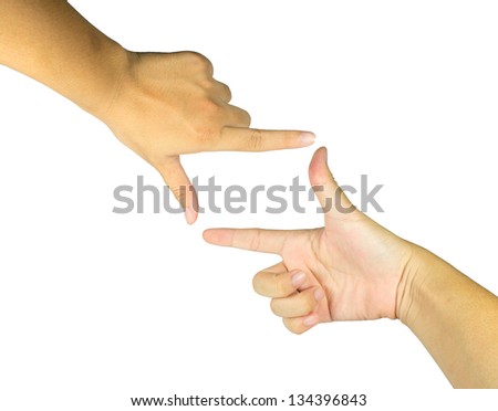 Man hand on white isolated