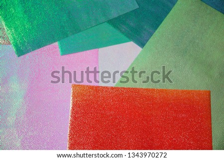 top view layout of a blank piece of paper colorful greeting card background with copy space. Pattern the concept of minimal geometry. Selective focus