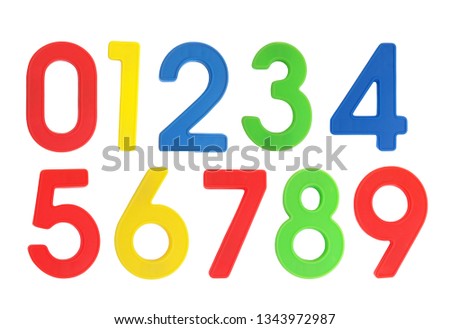 Set of plastic numbers isolated on white background