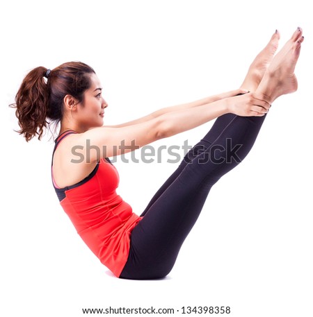 woman in pilates action ( isolated )