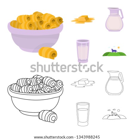 Isolated object of creamy and product icon. Collection of creamy and farm stock vector illustration.