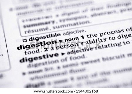 Blurred close up to the partial dictionary definition of Digestion